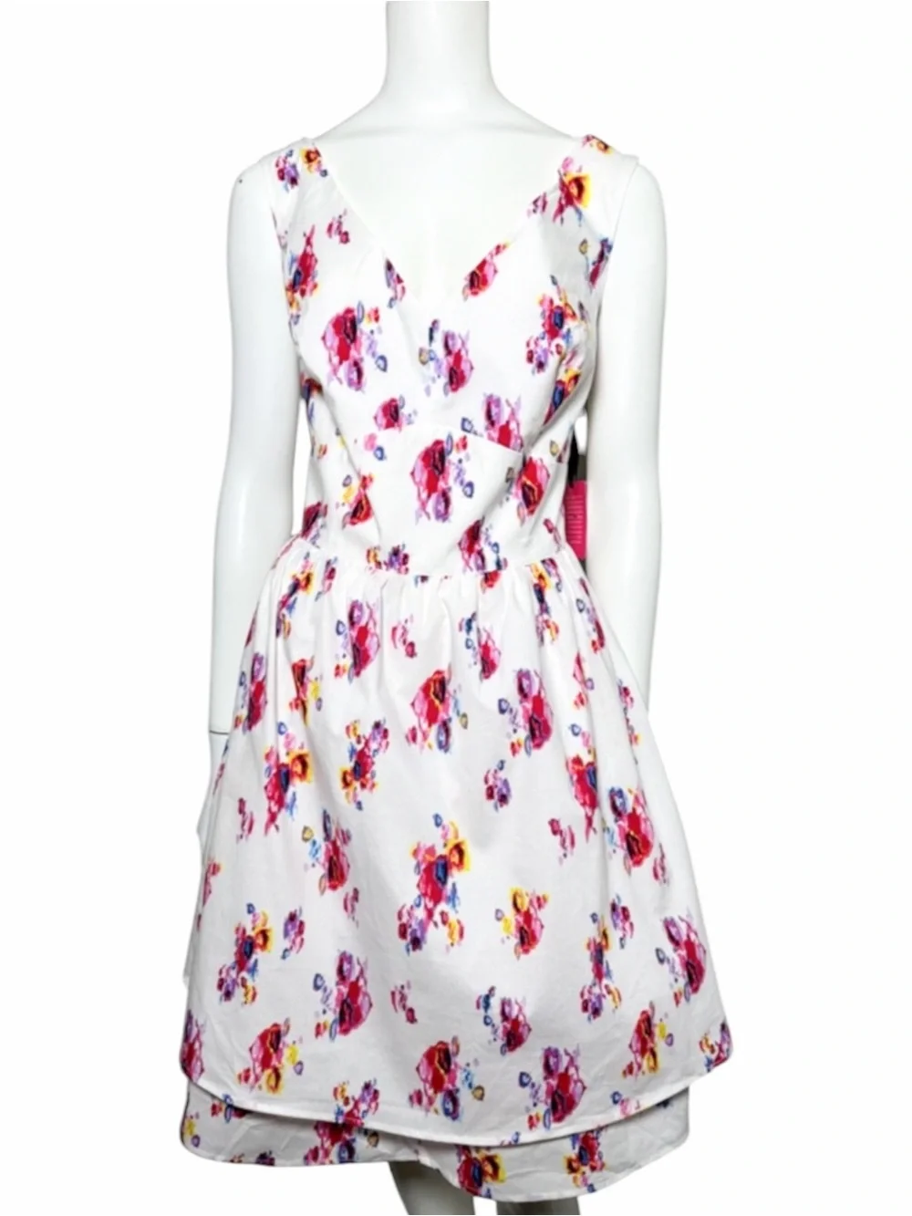 White Pink Floral Fit & Flare Dress NWT Wedding Guest Garden Party Graduation 18